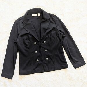 Chico's Black Ponte Double Button Hook & Eye Blazer Size 1/Medium